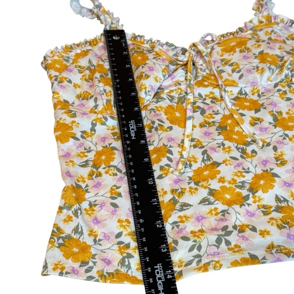 Derek Heart Floral Yellow &White Women Corset style Top ladies size L 2 for $30 - Picture 9 of 9